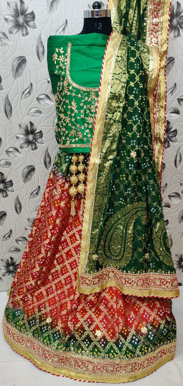 Beautiful Designer Rajasthani Bandhej Gahdchola Lehenga Choli
