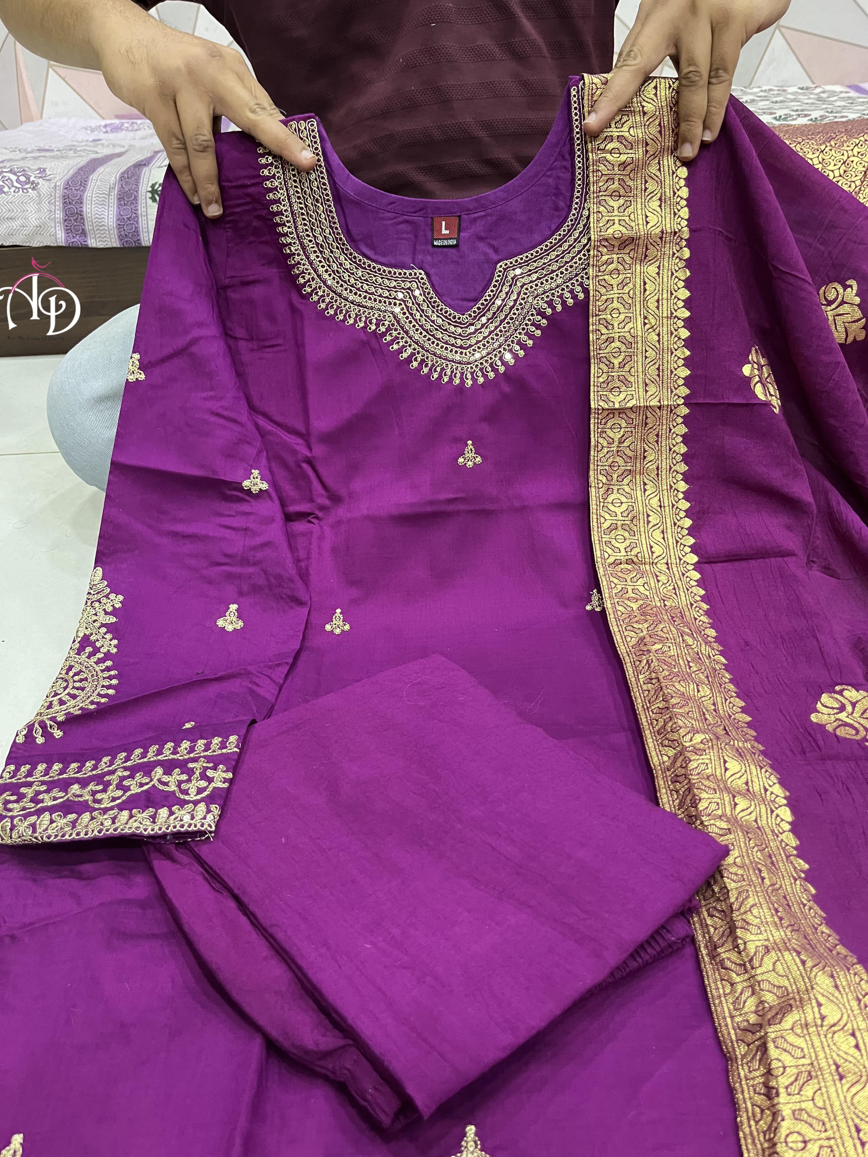 Beautiful Designer Party Wear Chanderi Silk Salwar Suit