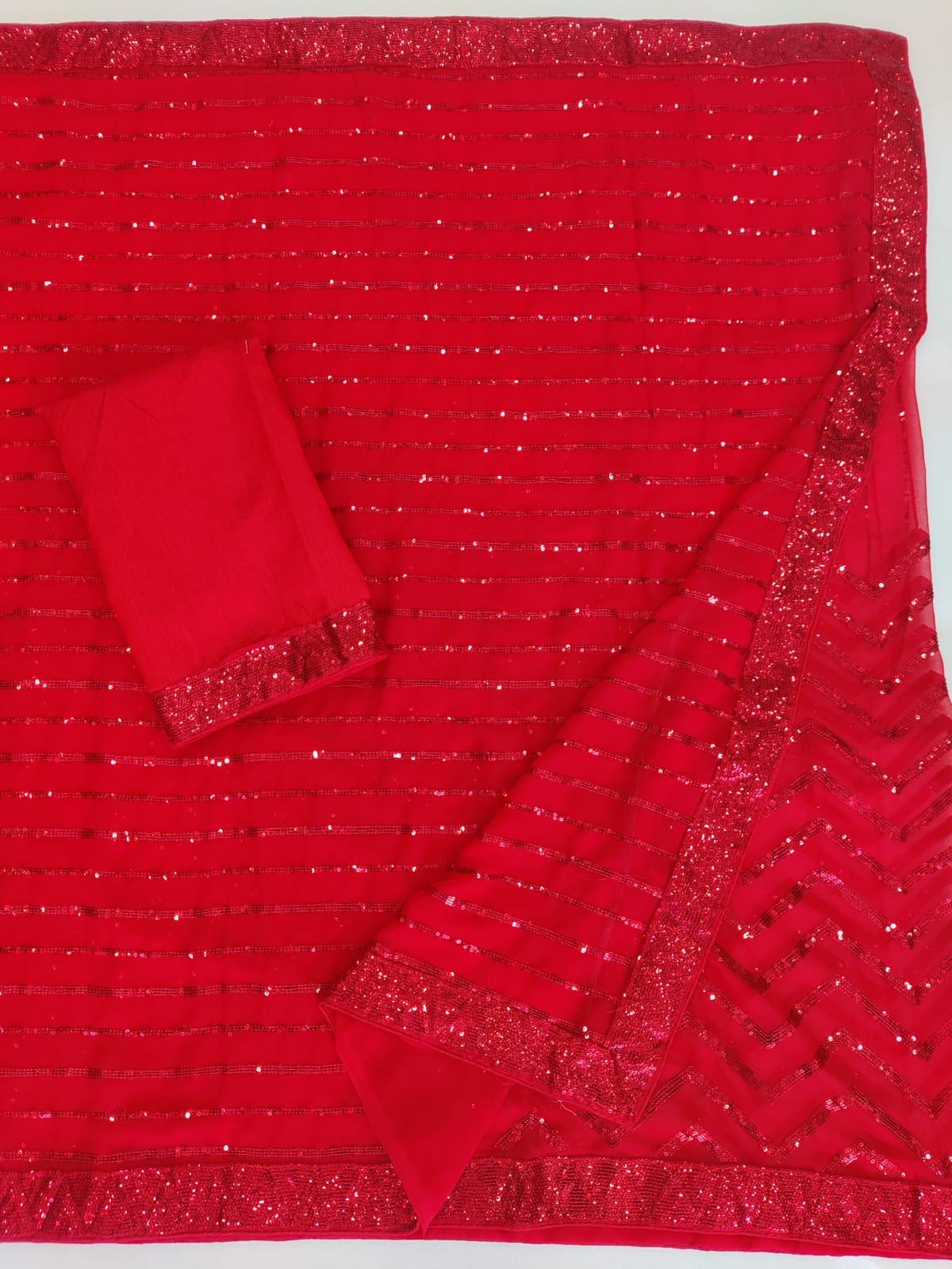 Beautiful Designer Party Wear Georgette Sequence Saree