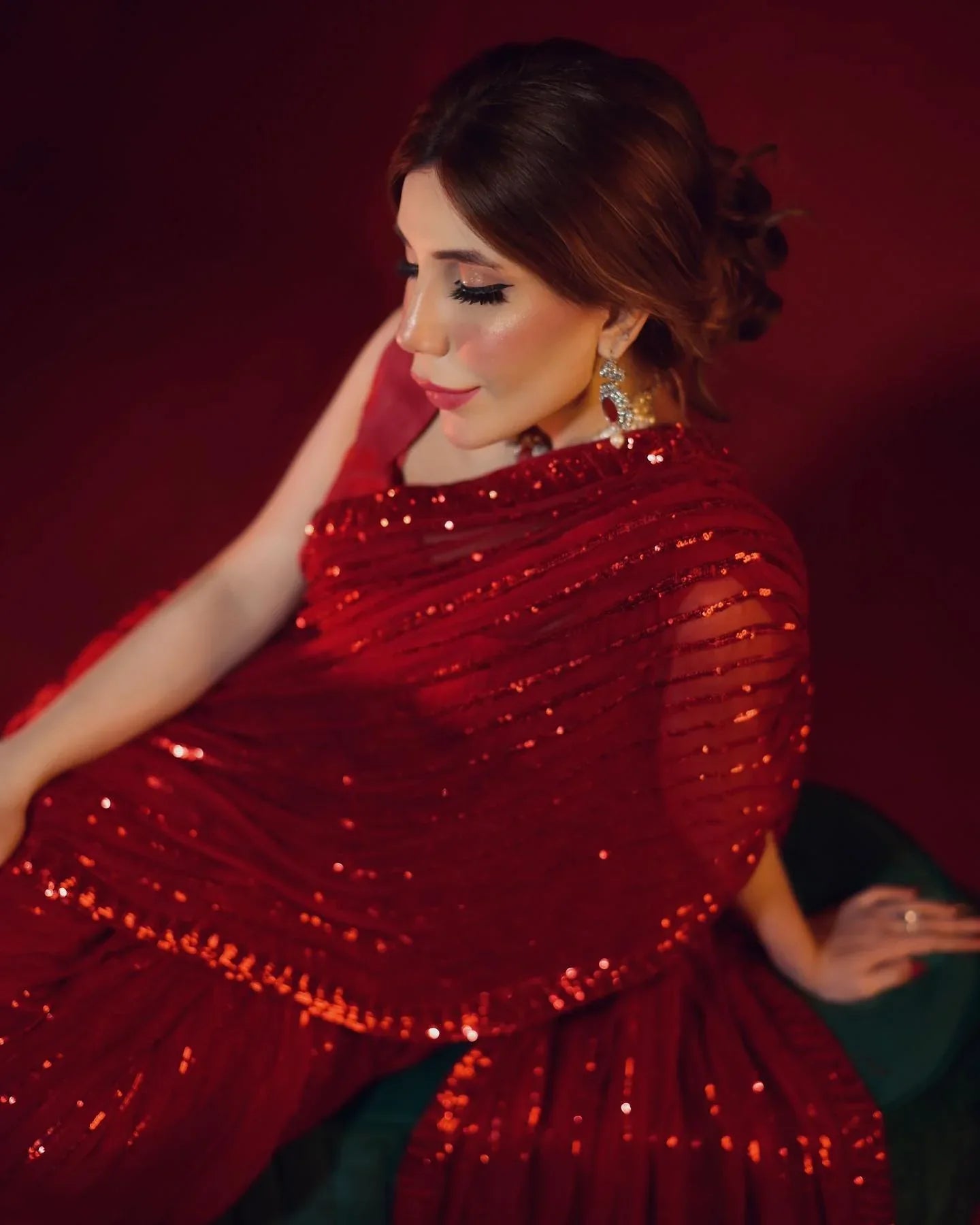 Beautiful Designer Party Wear Georgette Sequence Saree