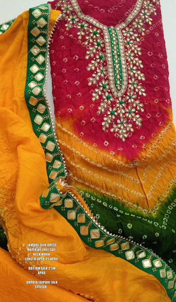 Beautiful Designer Rajasthani Bandhej Gotta Patti Salwar Suit