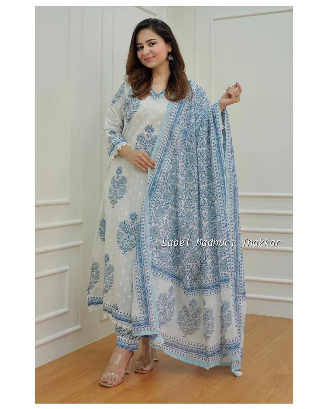 Beautiful Designer Party Wear Afghani Anarkali Pure Cotton Salwar Suit