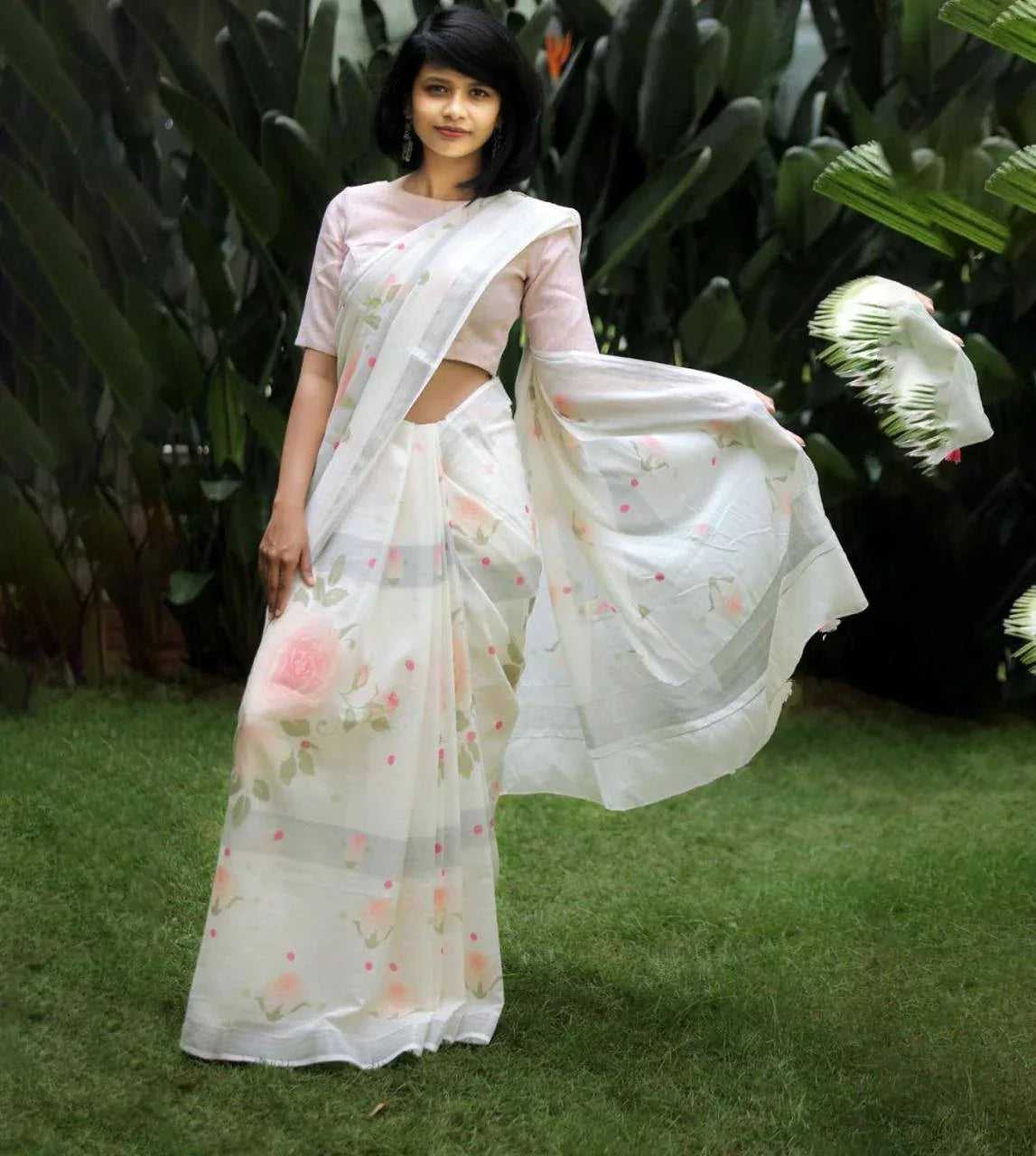 Beautiful Designer Party Wear Original Linen Saree