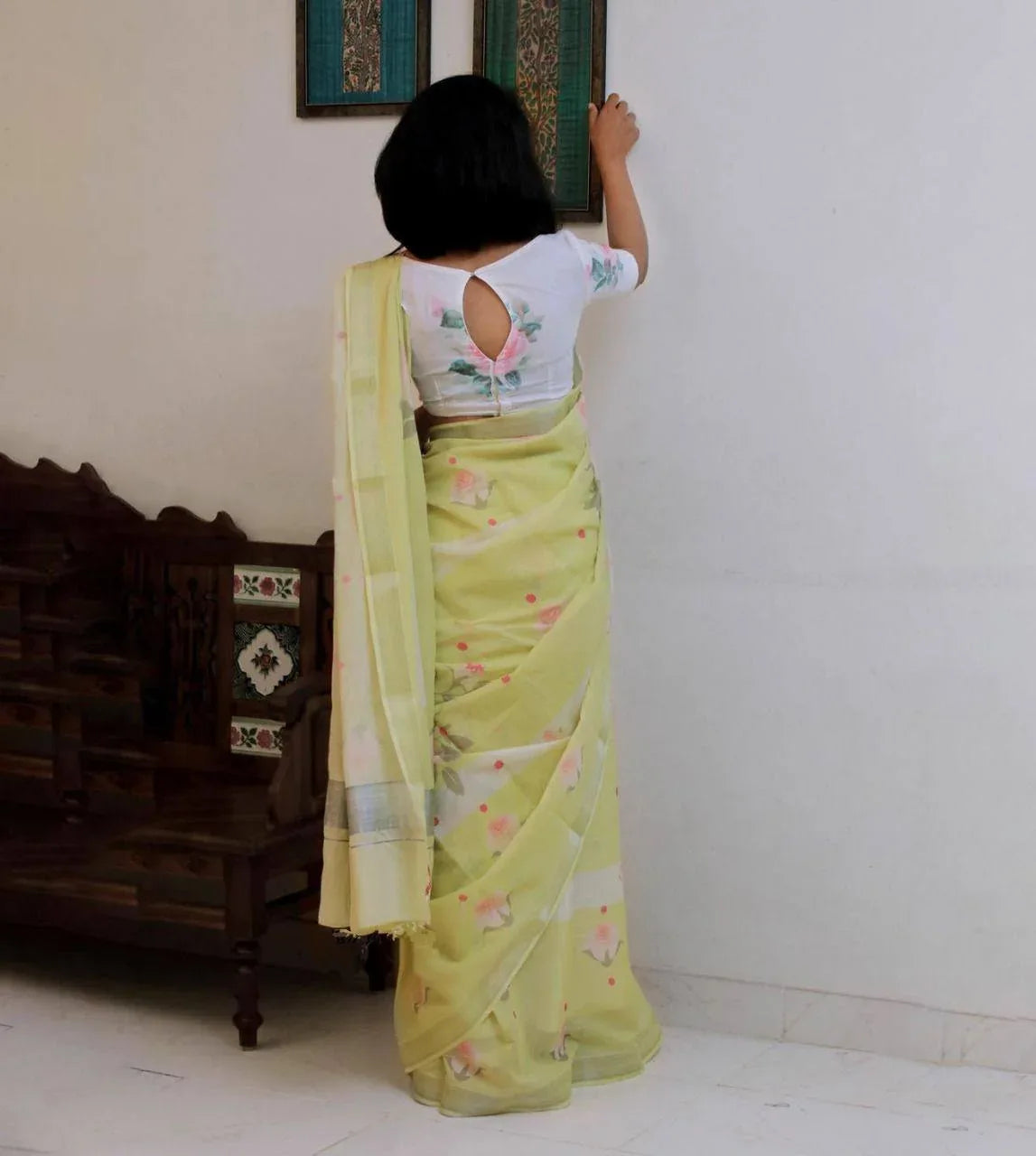 Beautiful Designer Party Wear Original Linen Saree