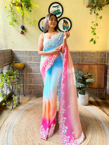 Beautiful Designer Georgette Siroksi Sequence Saree