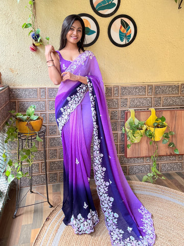 Beautiful Designer Georgette Siroksi Sequence Saree