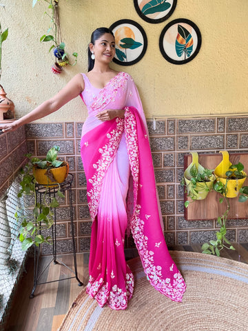 Beautiful Designer Georgette Siroksi Sequence Saree