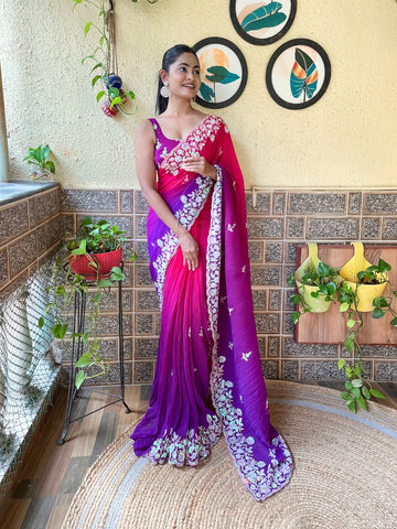 Beautiful Designer Georgette Siroksi Sequence Saree