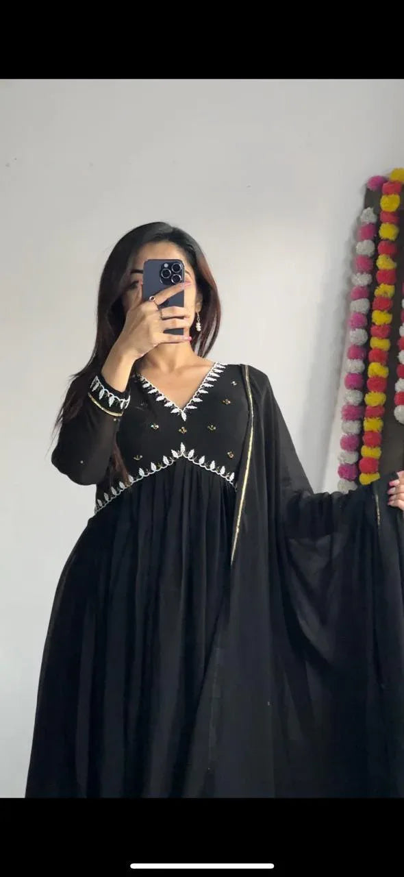 Beautiful Designer Party Wear Fox Georgette Gown