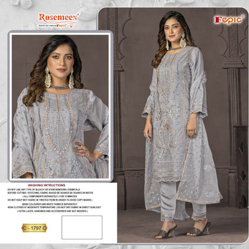 Fepic Rosemeen Designer Wedding Wear Organza Suit D.No.C-1797-C