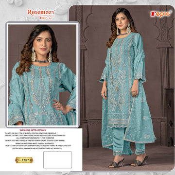 Fepic Rosemeen Designer Wedding Wear Organza Suit D.No.C-1797-B