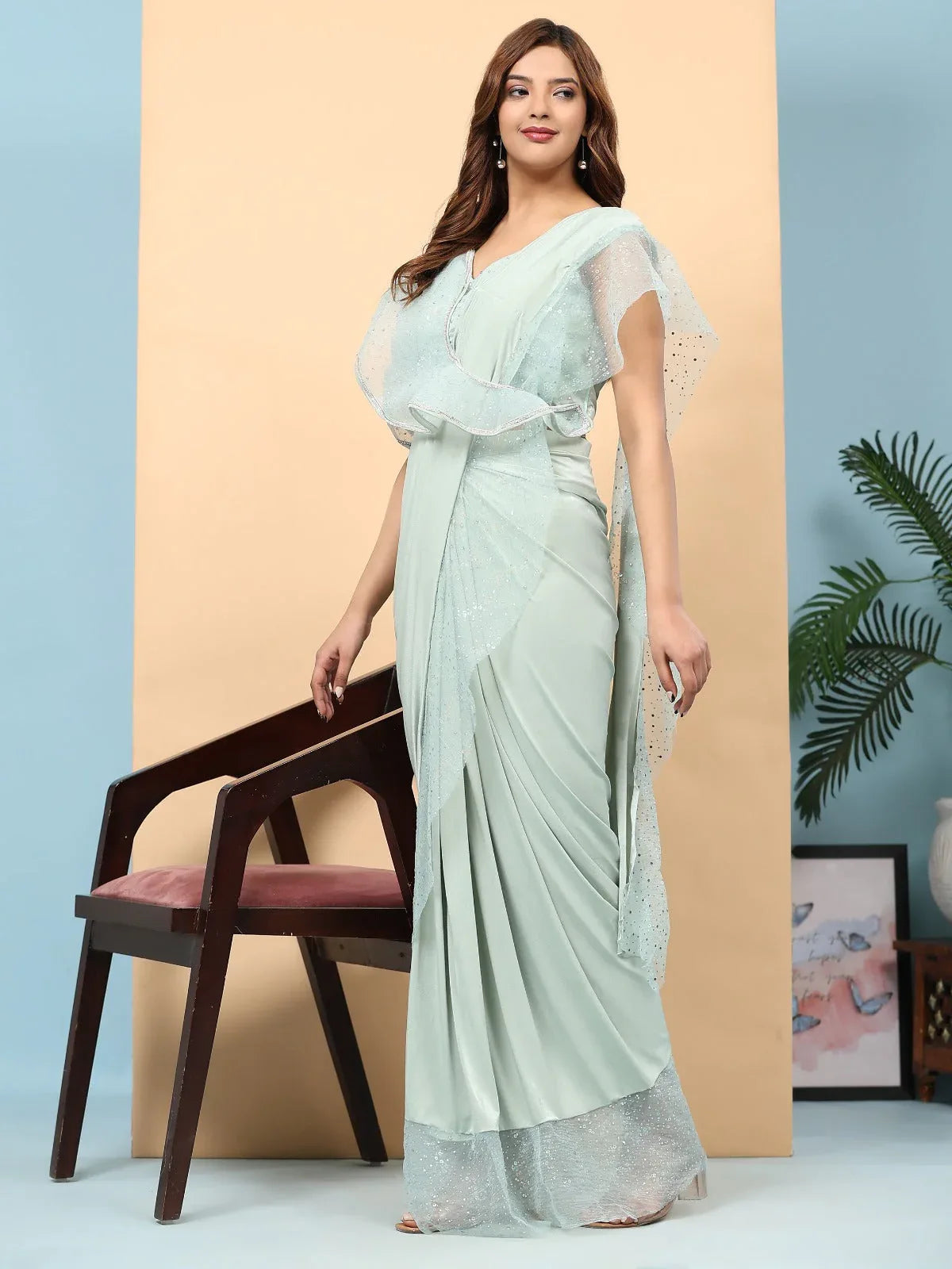 Beautiful Designer Soft Imported Ready To Wear Saree