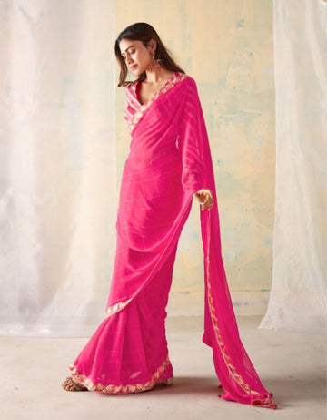 Beautiful Designer Party Wear Saadi Georgette Print Saree