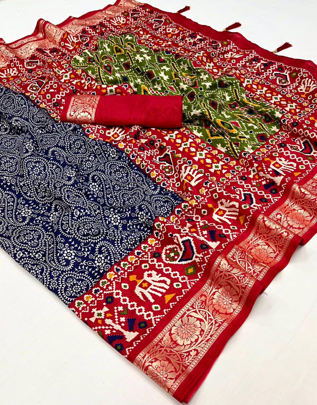 Beautiful Designer Pure Rath Velwet Tusser Silk Saree