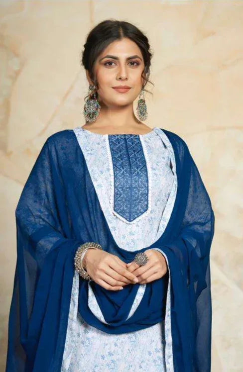 Beautiful Designer Party Wear Punjabi Style Aishwarya Cotton Blend Salwar Suit