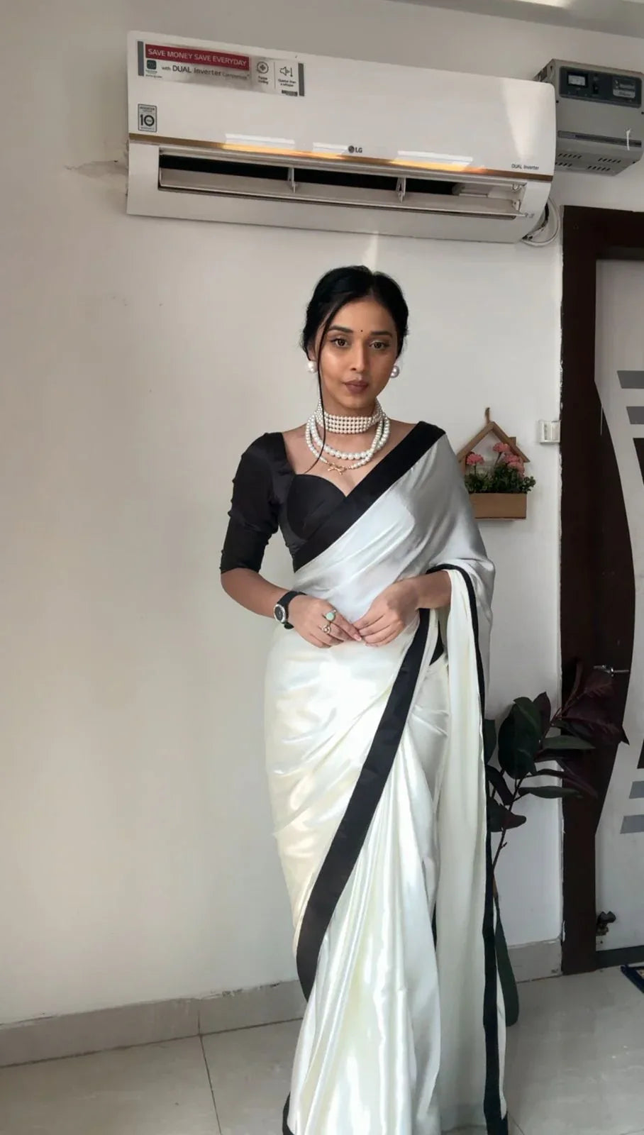 Beautiful Designer Ready To Wear 1 Minutes Satin Saree