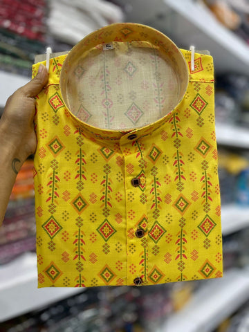 Beautiful Men's Designer Cotton Printed Mewaadi Kurta