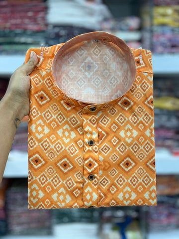 Beautiful Men's Designer Cotton Printed Mewaadi Kurta