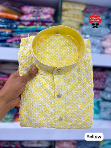 Beautiful Men's Designer Heavy Banglori Chikankari Long Kurta