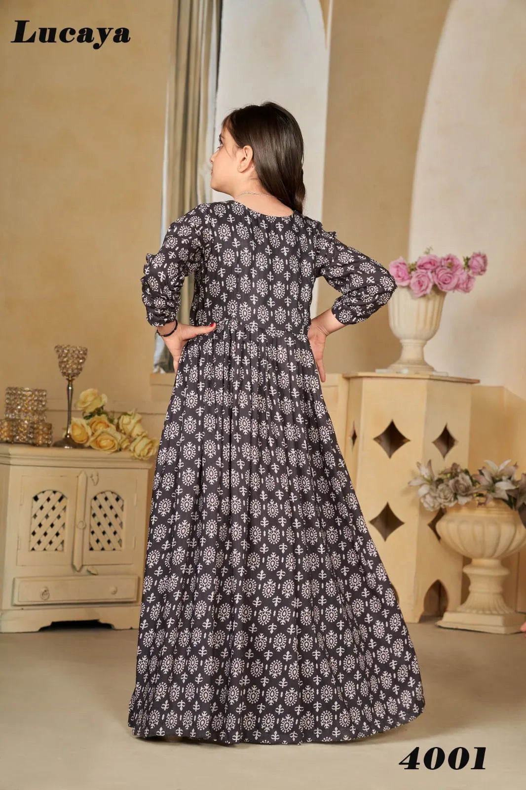 Beautiful Designer Kids Girls Indo Western shrug Digital Printed Dress