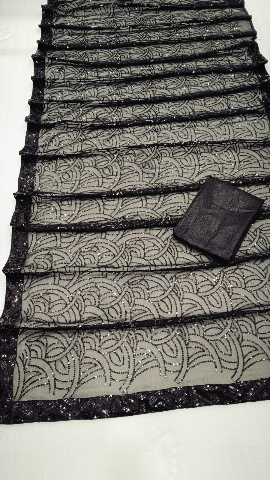 Beautiful Designer Party Wear Georgette Sequence Saree