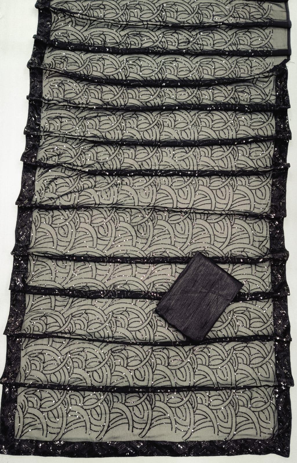 Beautiful Designer Party Wear Georgette Sequence Saree