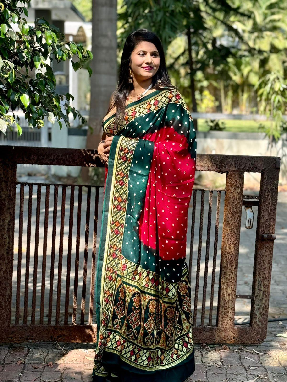 Beautiful Designer Soft Pure Bandhej Gaji Silk Saree