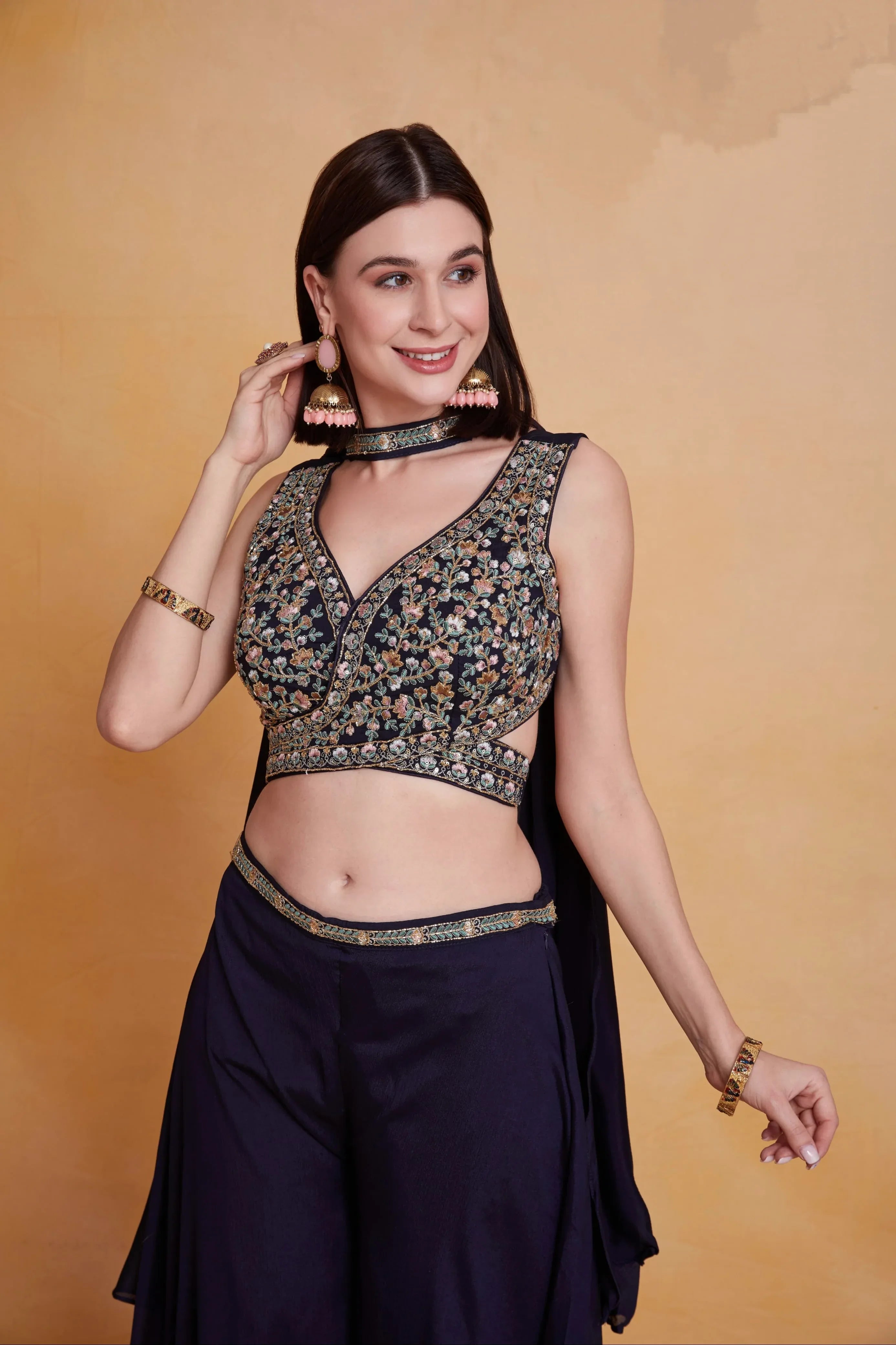 Party Wear Designer Real Chinnon Plazzo Suit