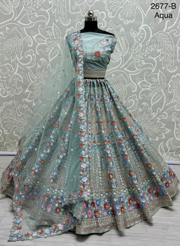 Beautiful Designer Bridal Heavy Net With Sequence Lehenga Choli