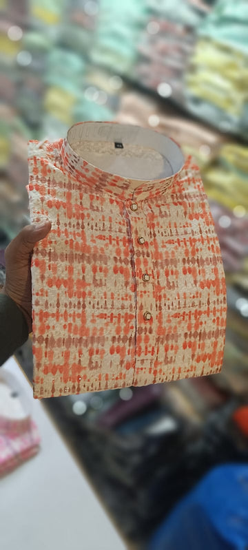 Beautiful Men's Designer Reyon Chikankari Work With Digital Print Kurta Pajama