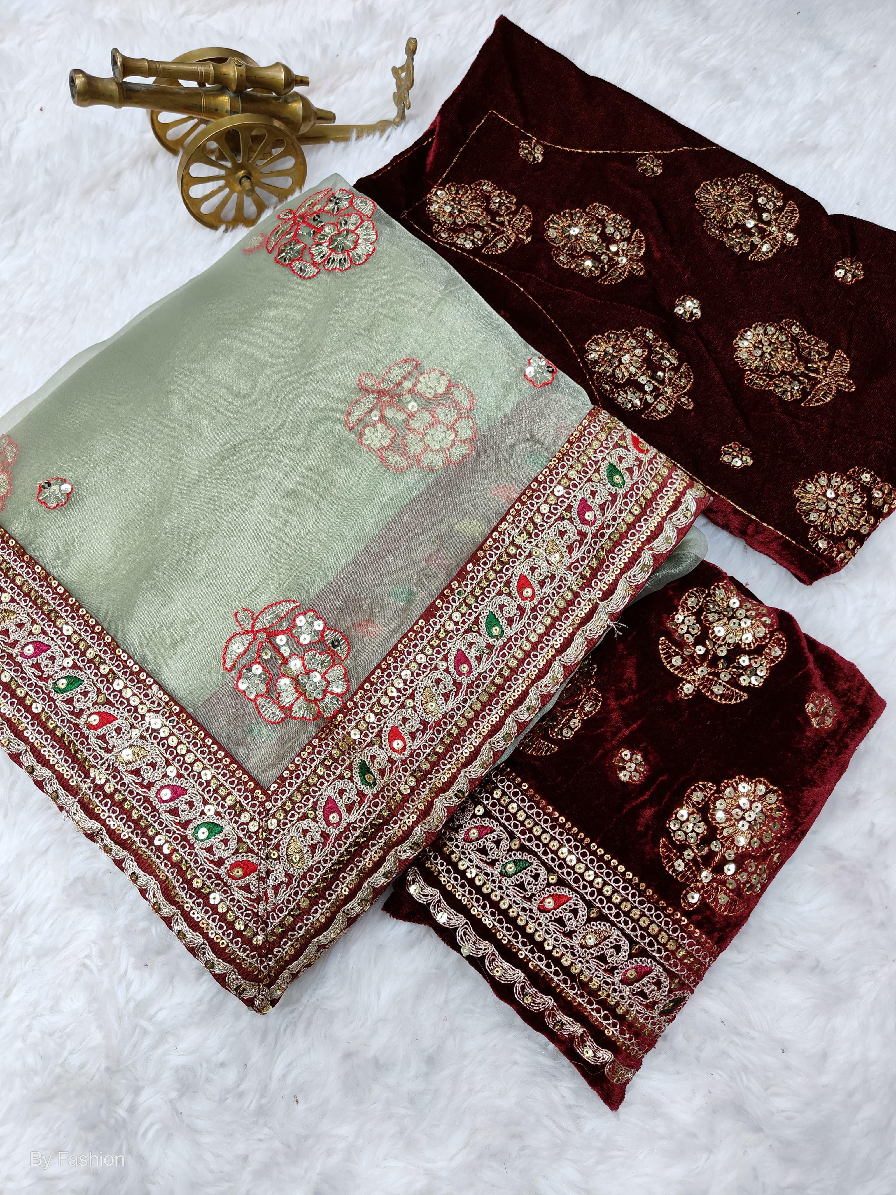 Beautiful Designer Soft Light Organza Sequence Saree