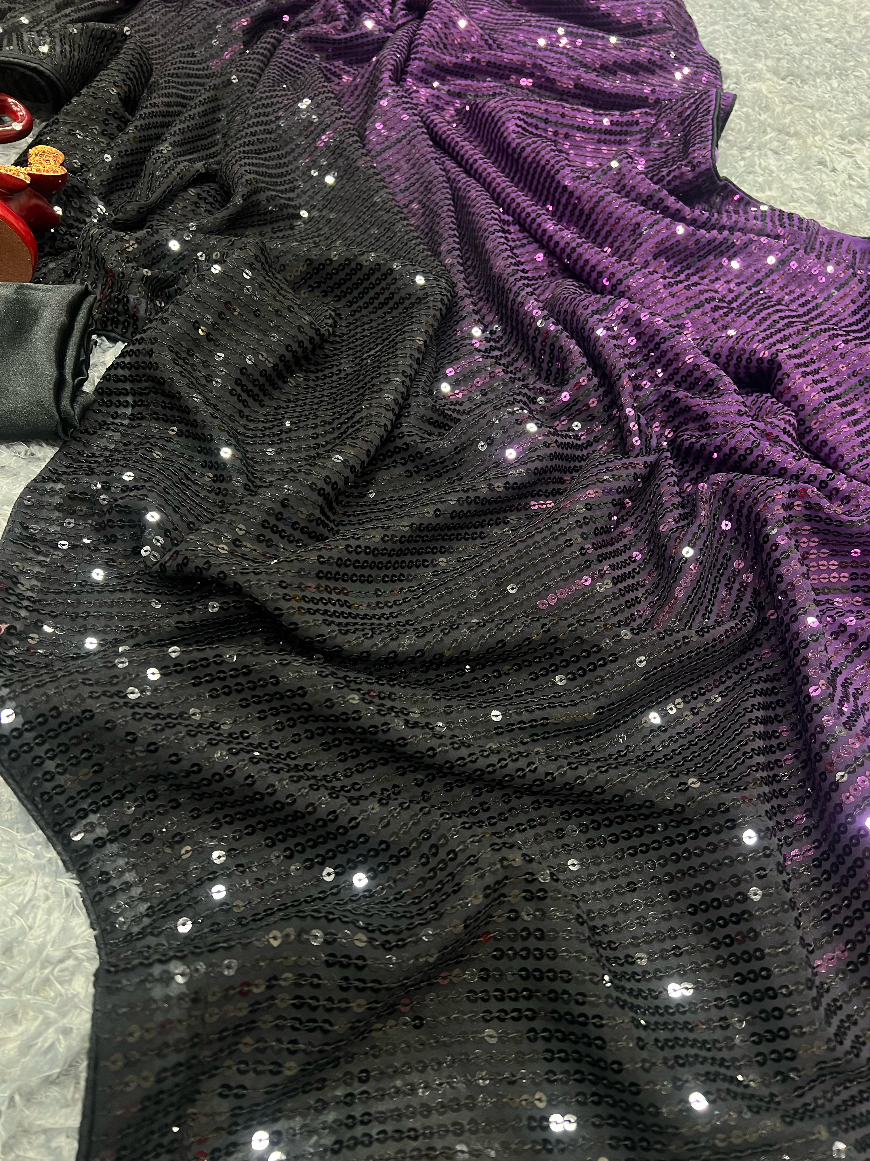 Beautiful Designer Heavy Georgette Exclusive Sequanc Saree