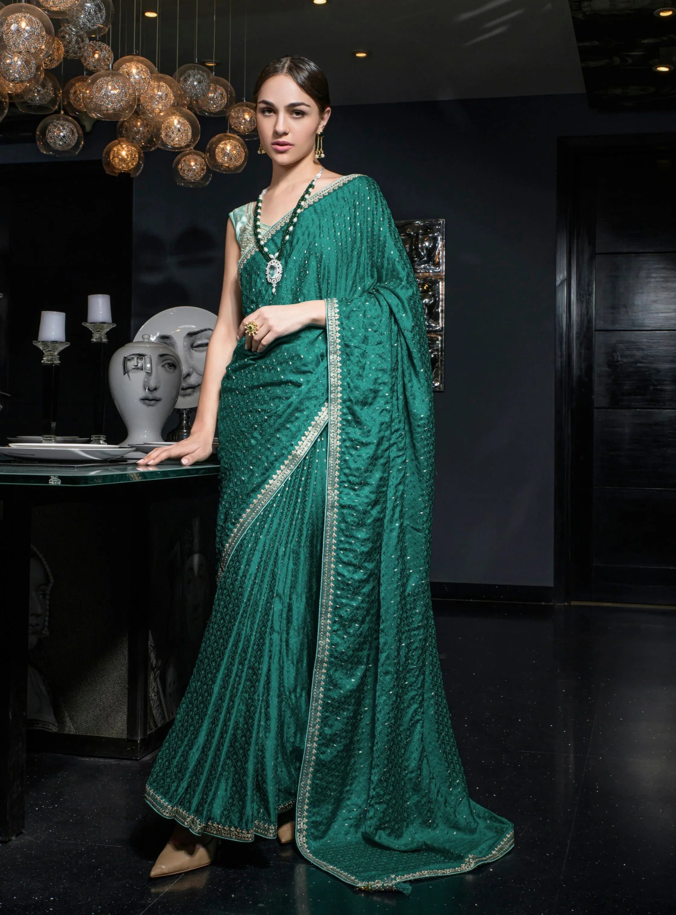 Designer Occasion Wear Latest Viscose Satin Saree