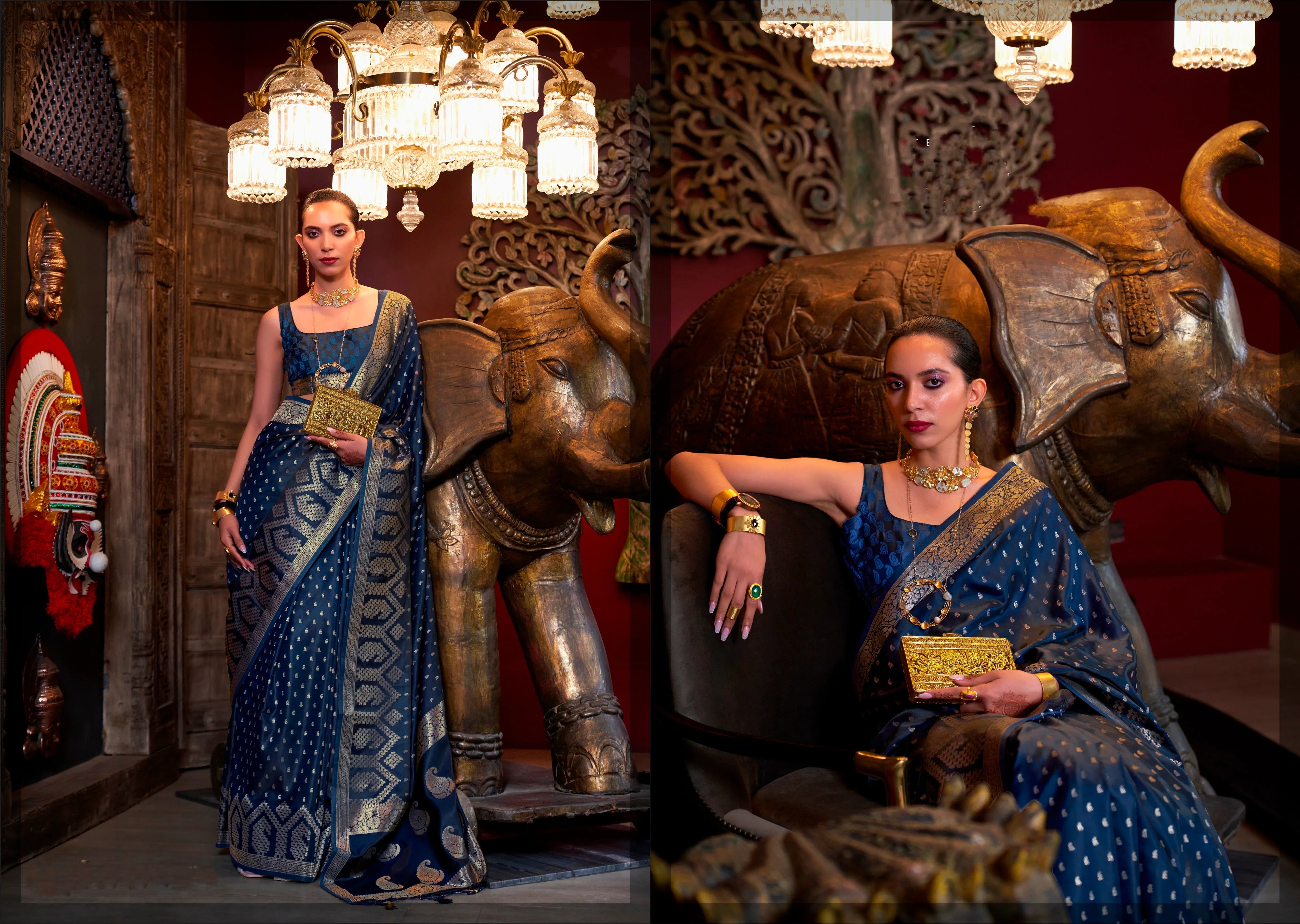 Beautiful Designer Wedding Wear Pure Satin Saree