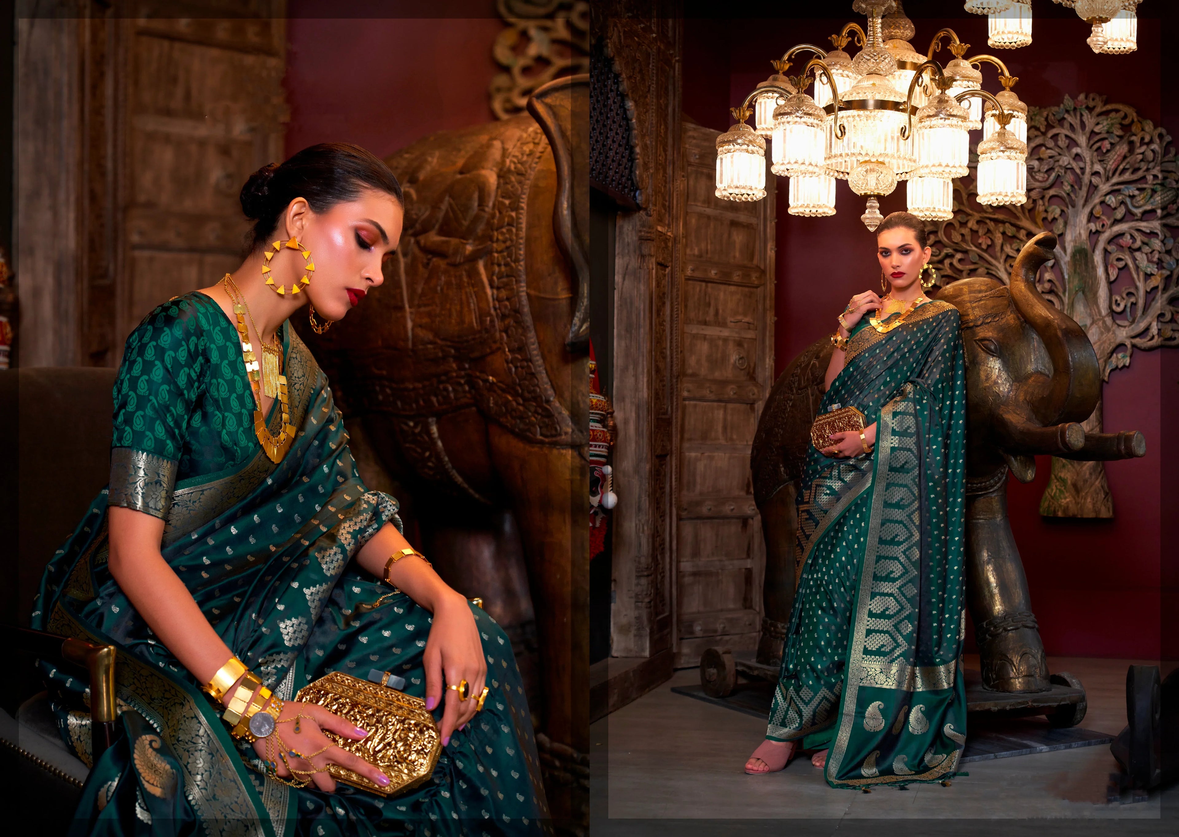 Beautiful Designer Wedding Wear Pure Satin Saree