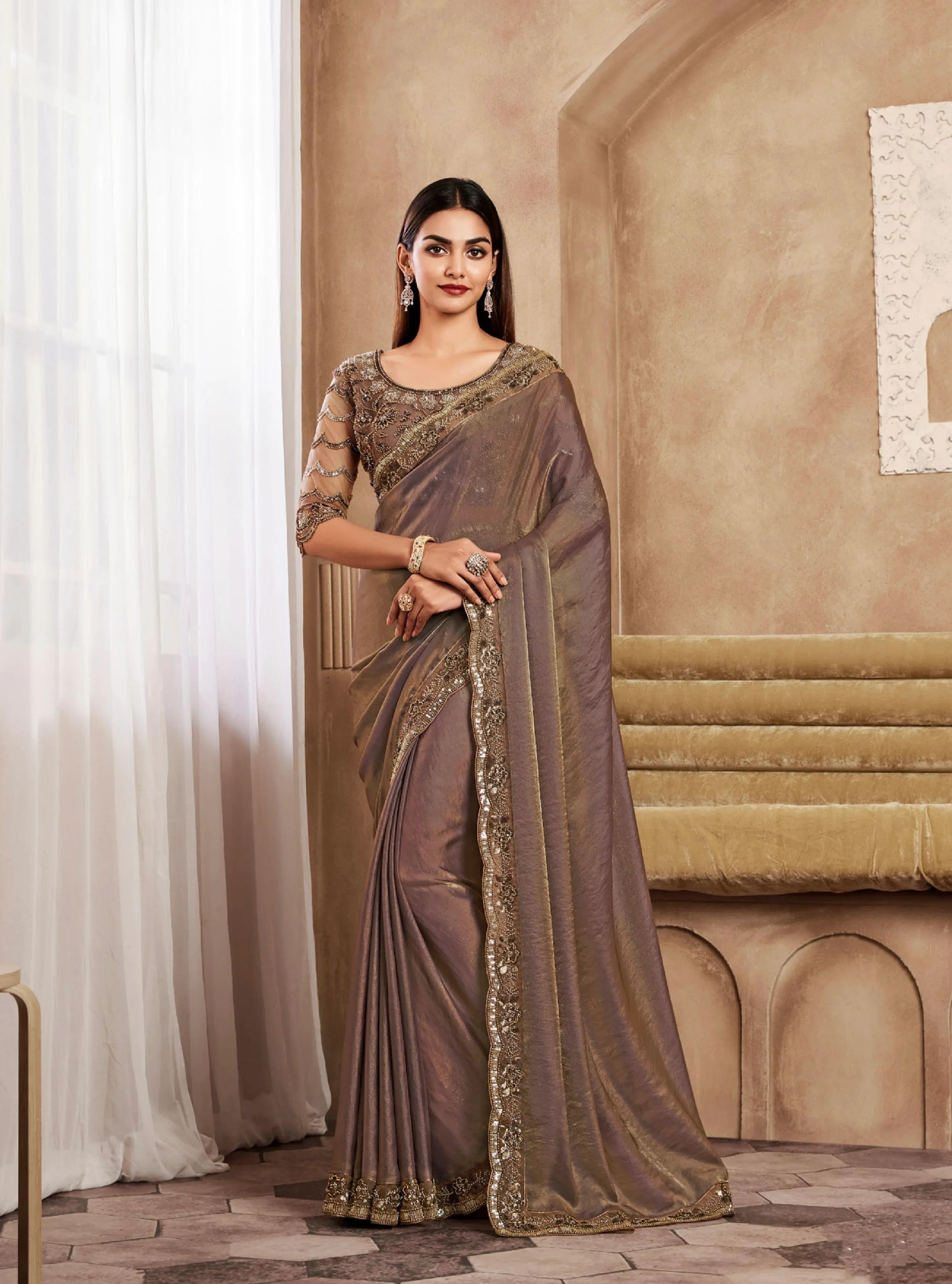 Beautiful Designer Occasion Wear Fancy Sartin Silk Saree