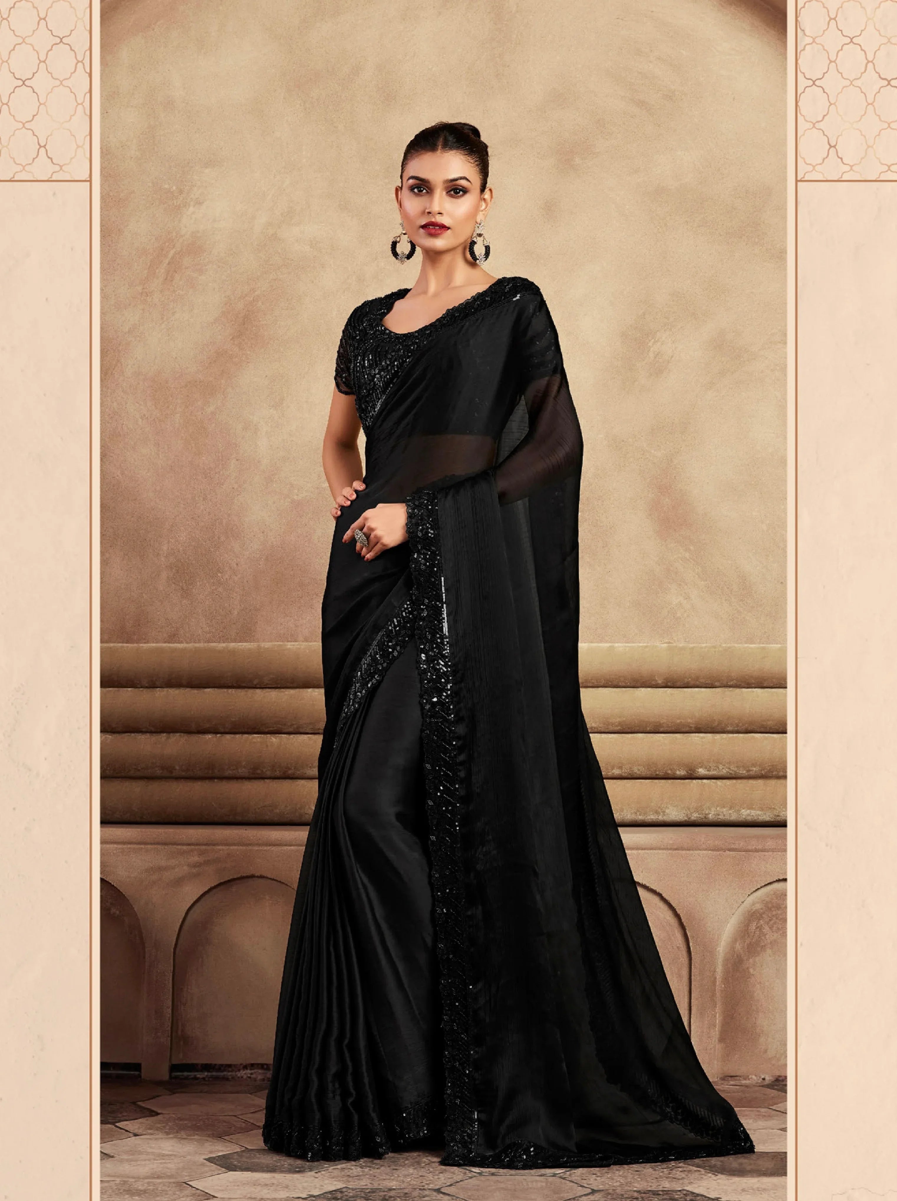 Beautiful Designer Occasion Wear Fancy Sartin Silk Saree