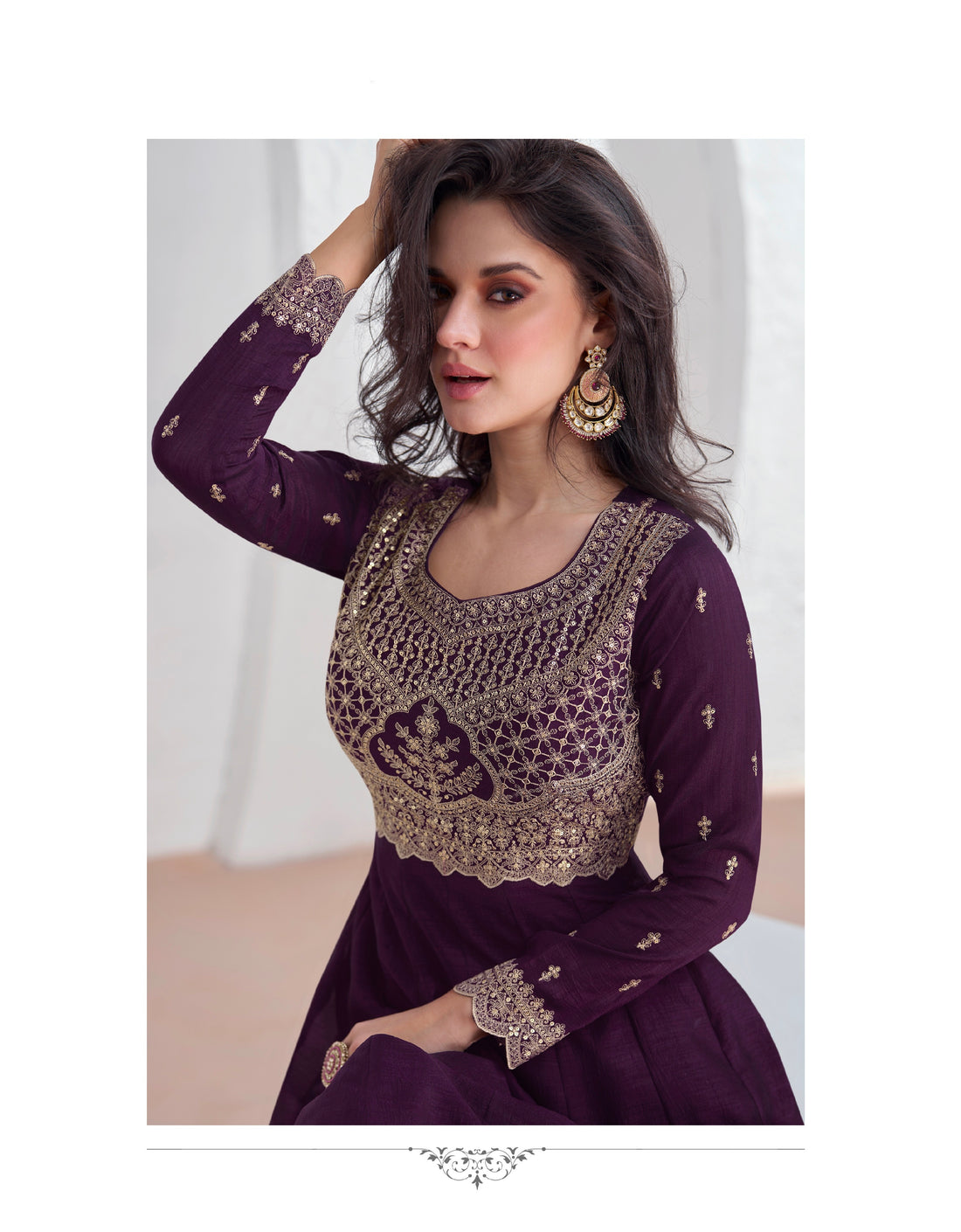 Purple Embroidered Premium Silk Anarkali Suit with Dupatta