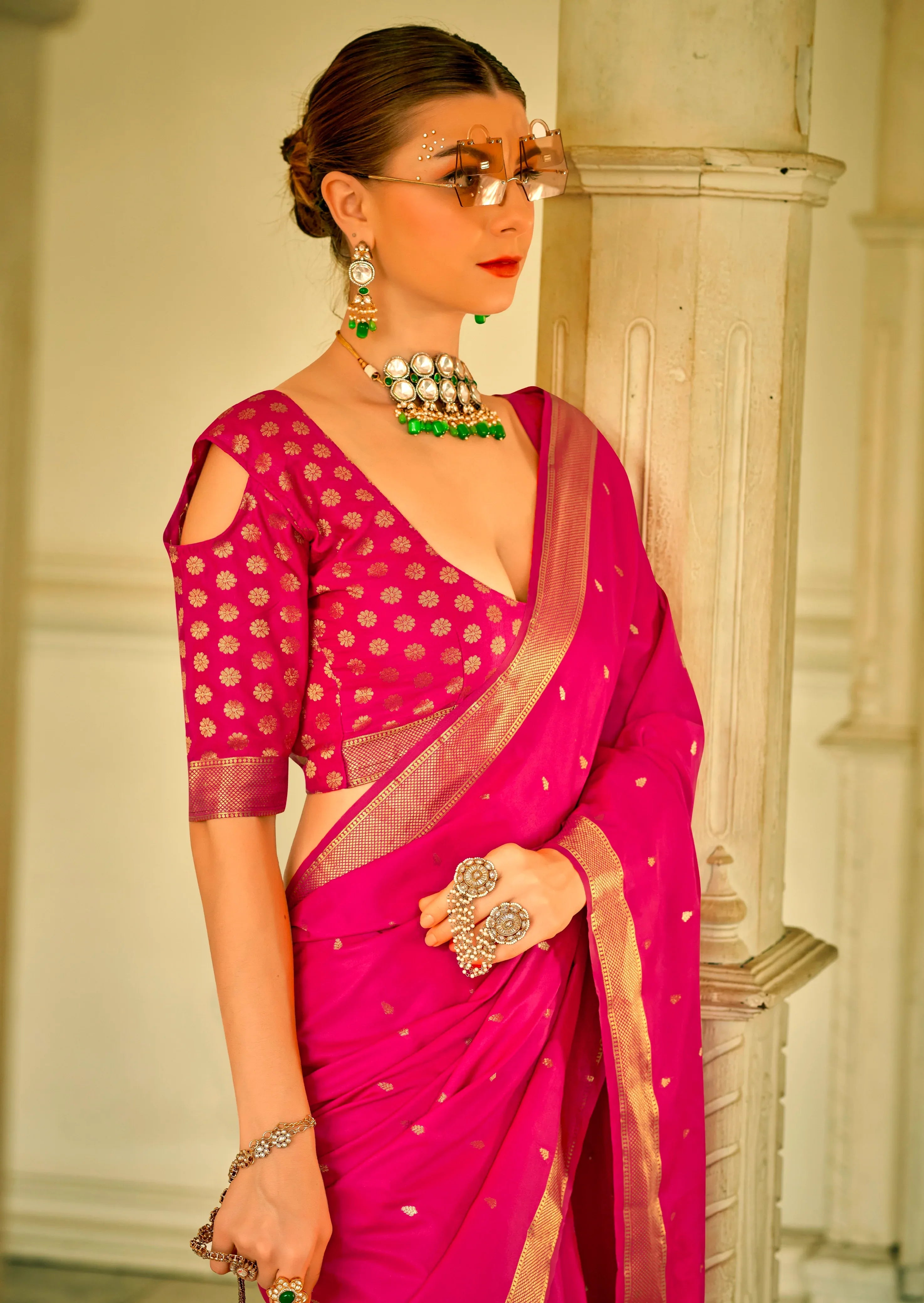 Beautiful Designer Wedding Wear Pure Satin Saree