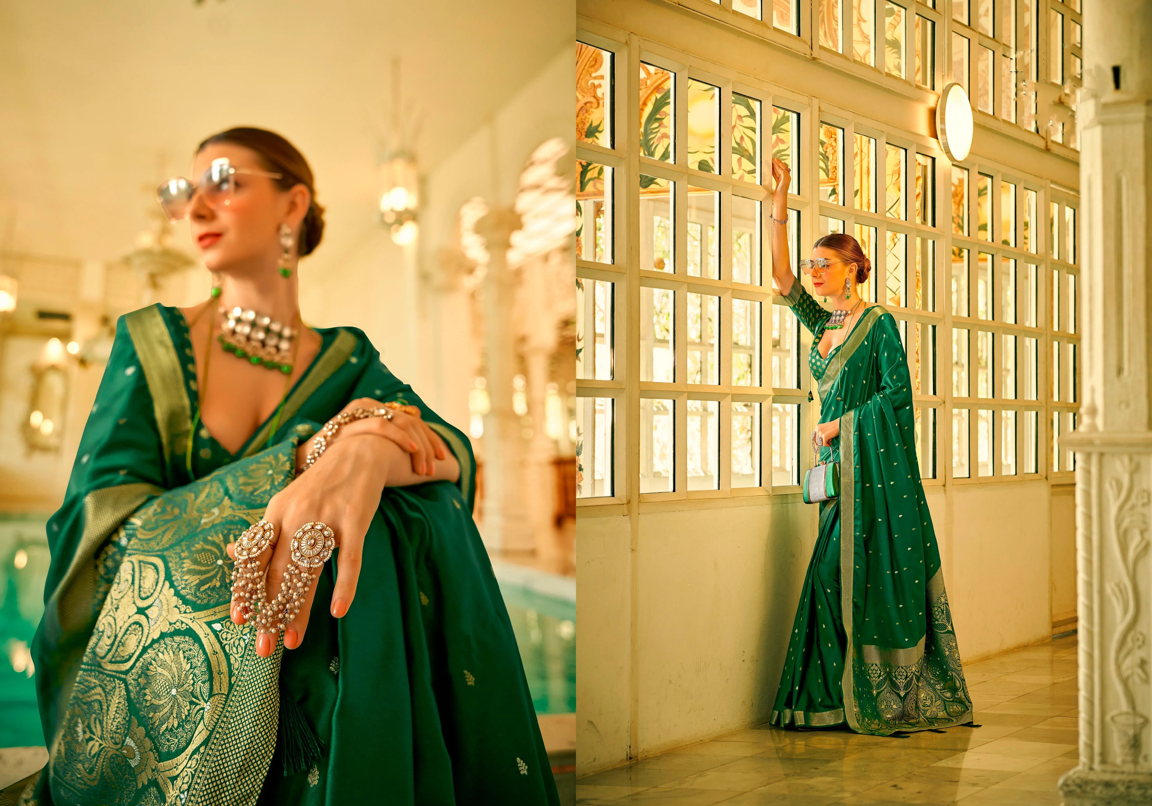 Beautiful Designer Wedding Wear Pure Satin Saree