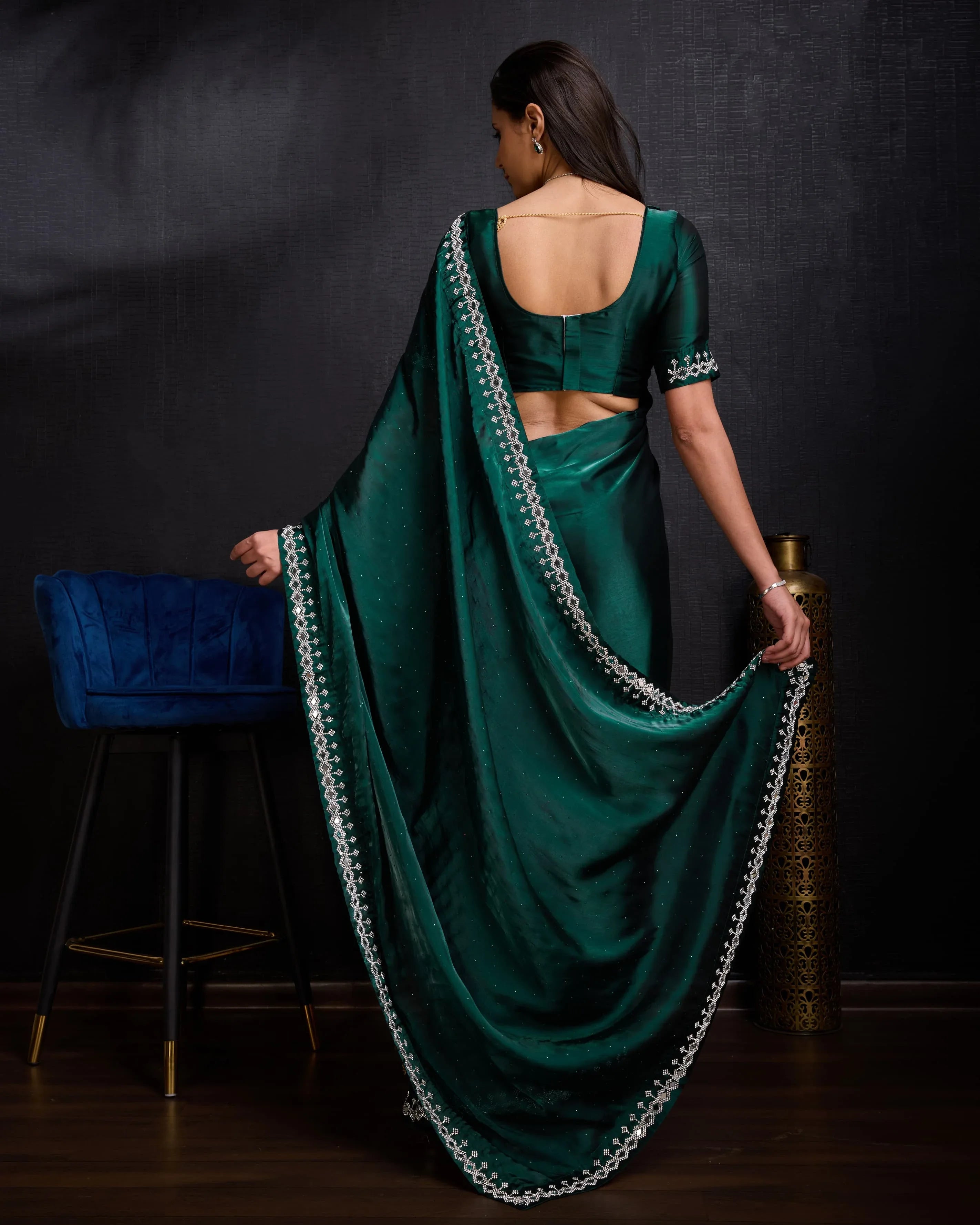Beautiful Designer Soft Faux Georgette With Sequence Saree