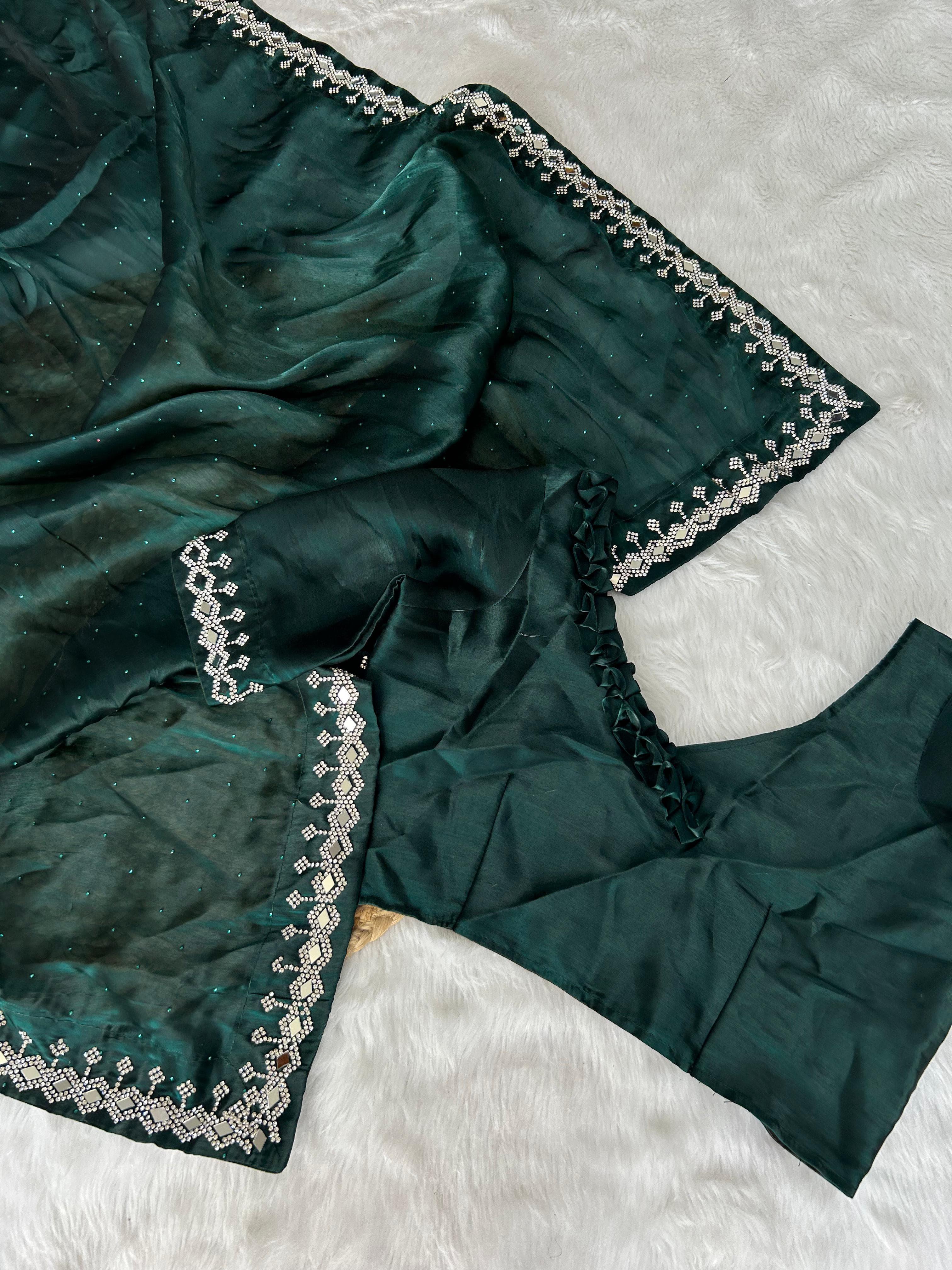 Beautiful Designer Soft Faux Georgette With Sequence Saree