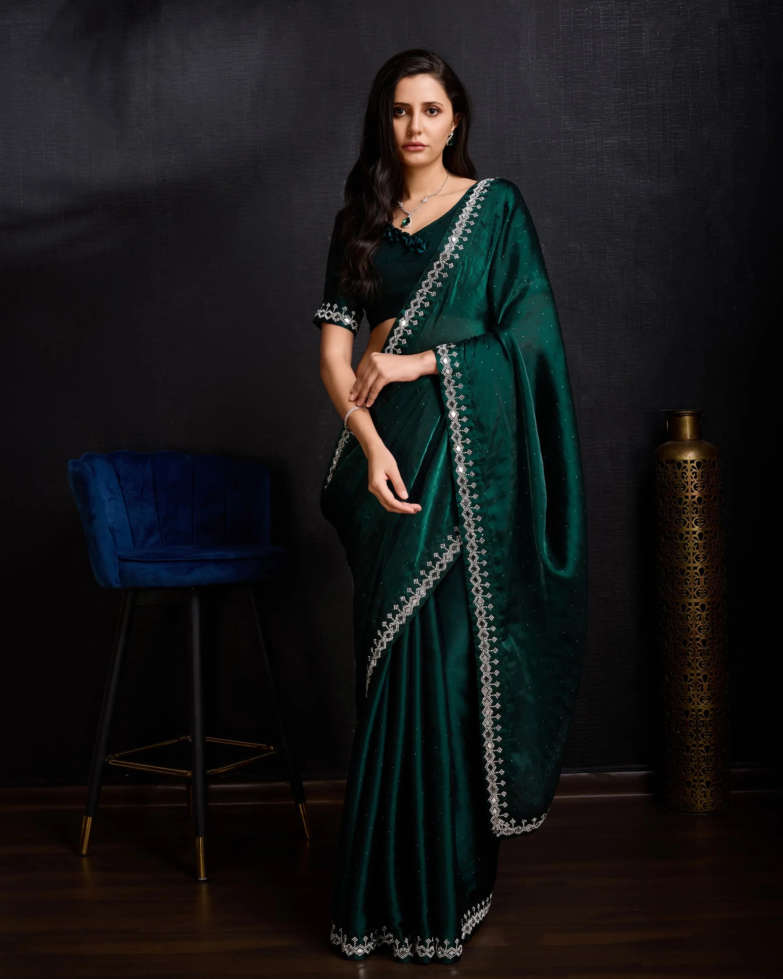 Beautiful Designer Soft Faux Georgette With Sequence Saree