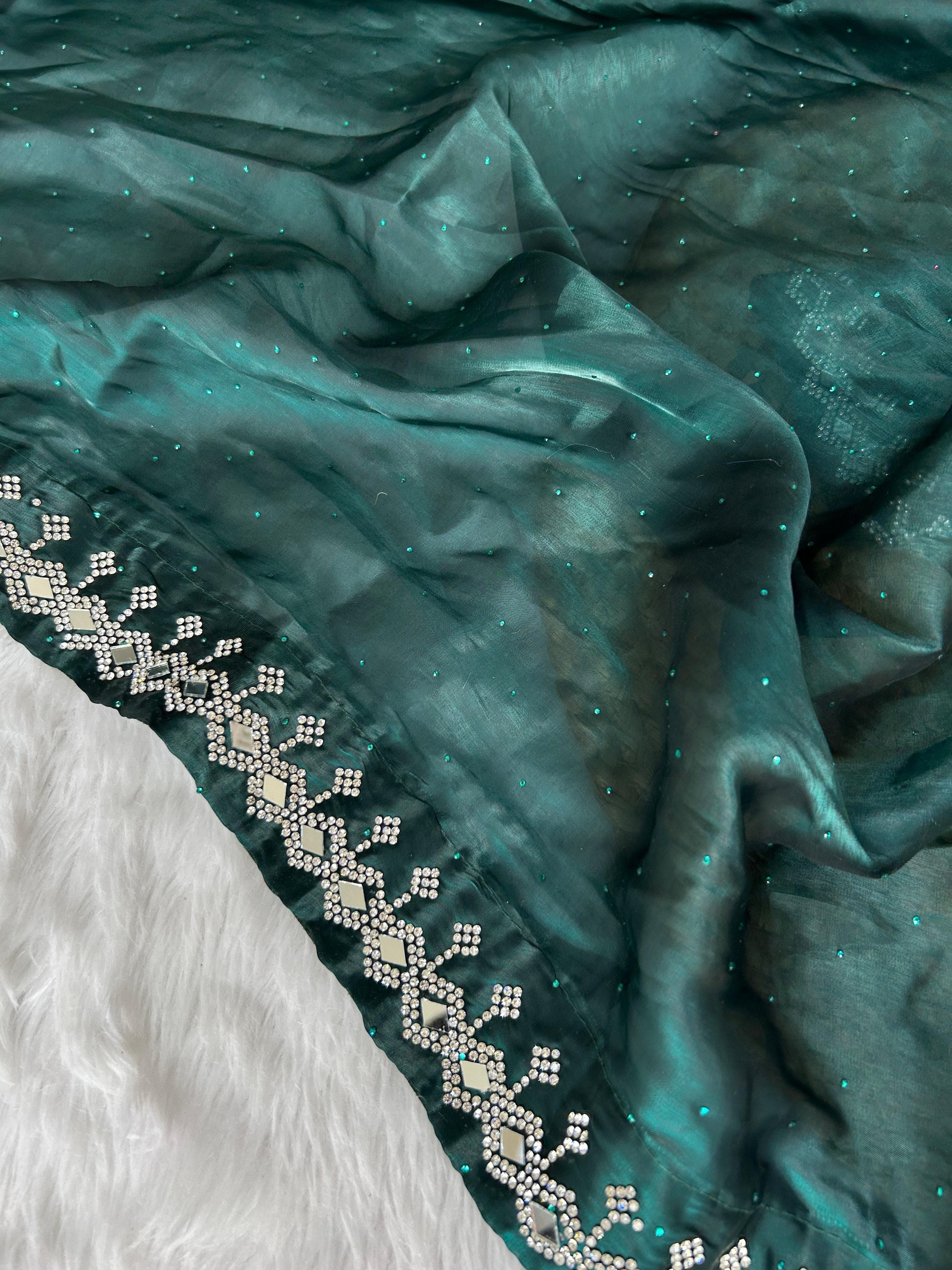 Beautiful Designer Soft Faux Georgette With Sequence Saree
