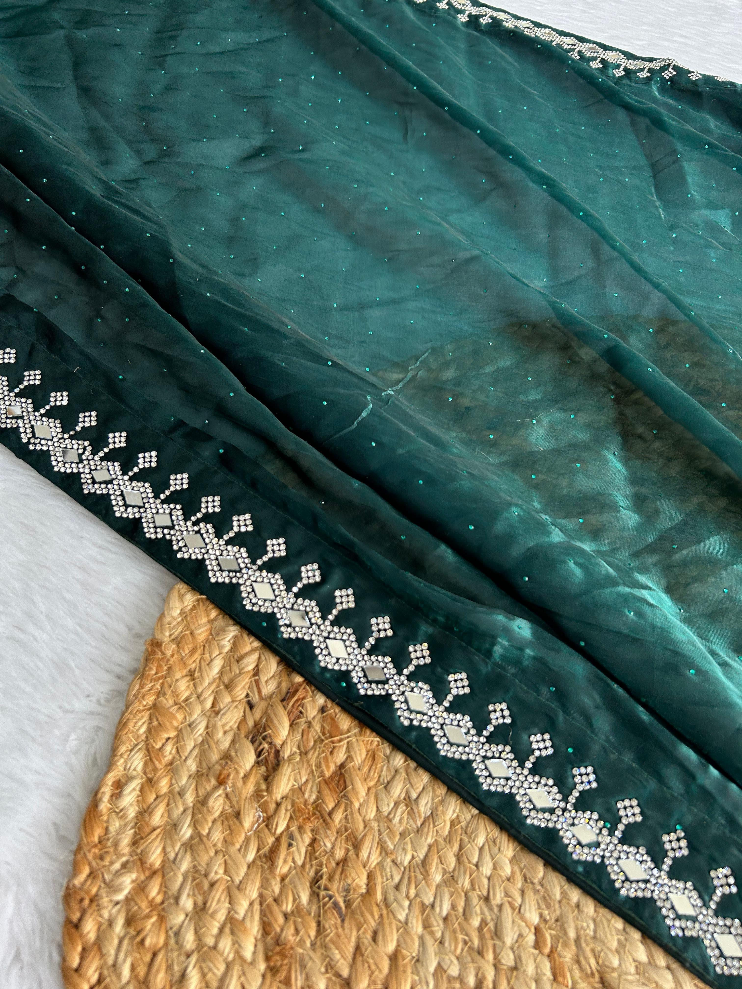Beautiful Designer Soft Faux Georgette With Sequence Saree