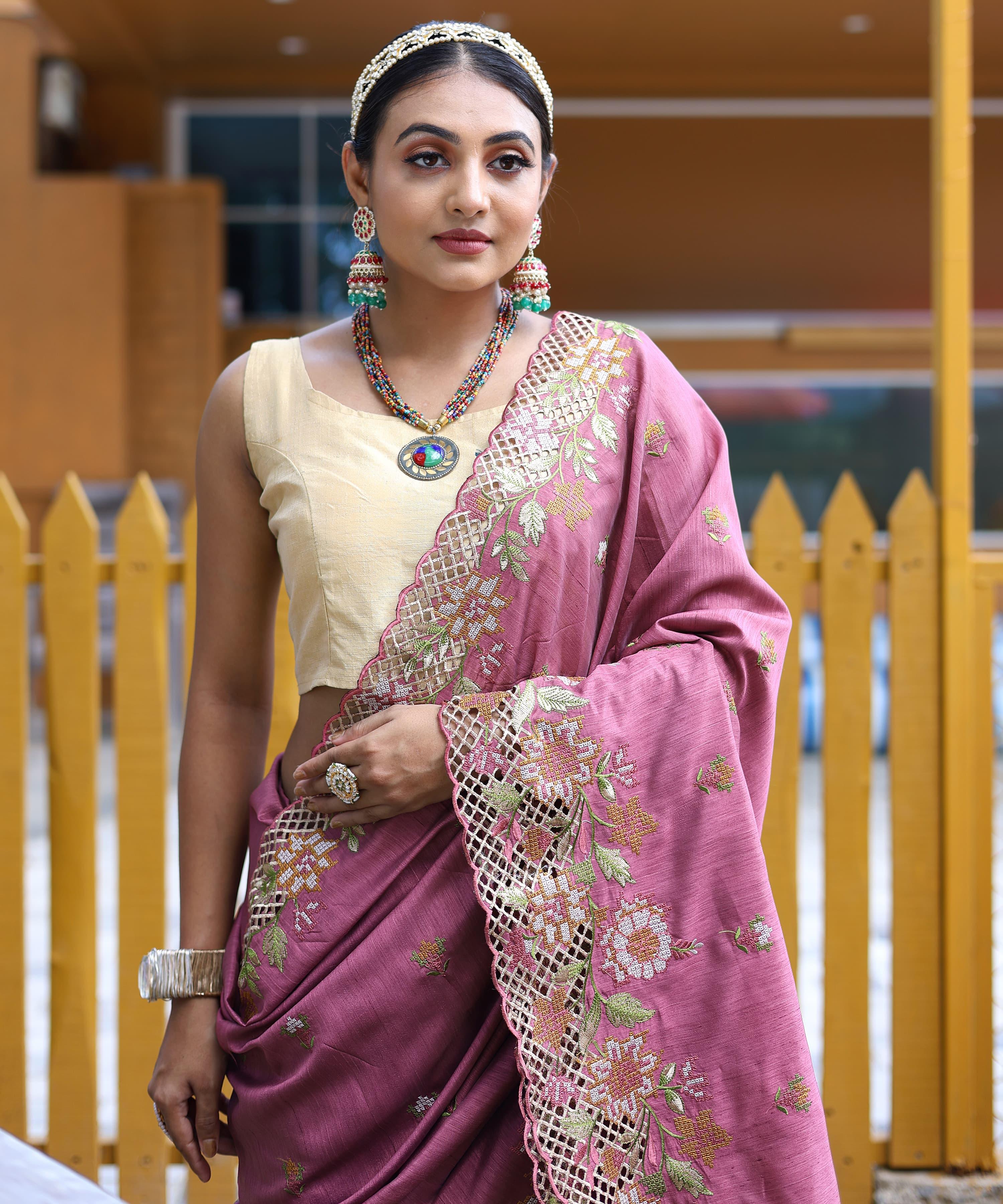 Beautiful Designer Apeksha Pure Marks Silk Cut Work Saree