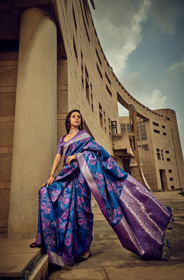 Beautiful Designer Festival Wear Satin Silk Brasso Saree