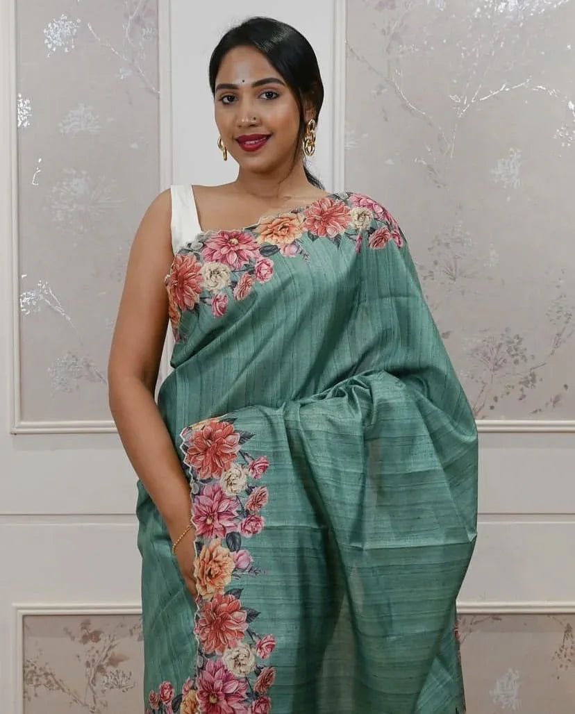 Beautiful Designer Summer Special Tussar Silk Saree