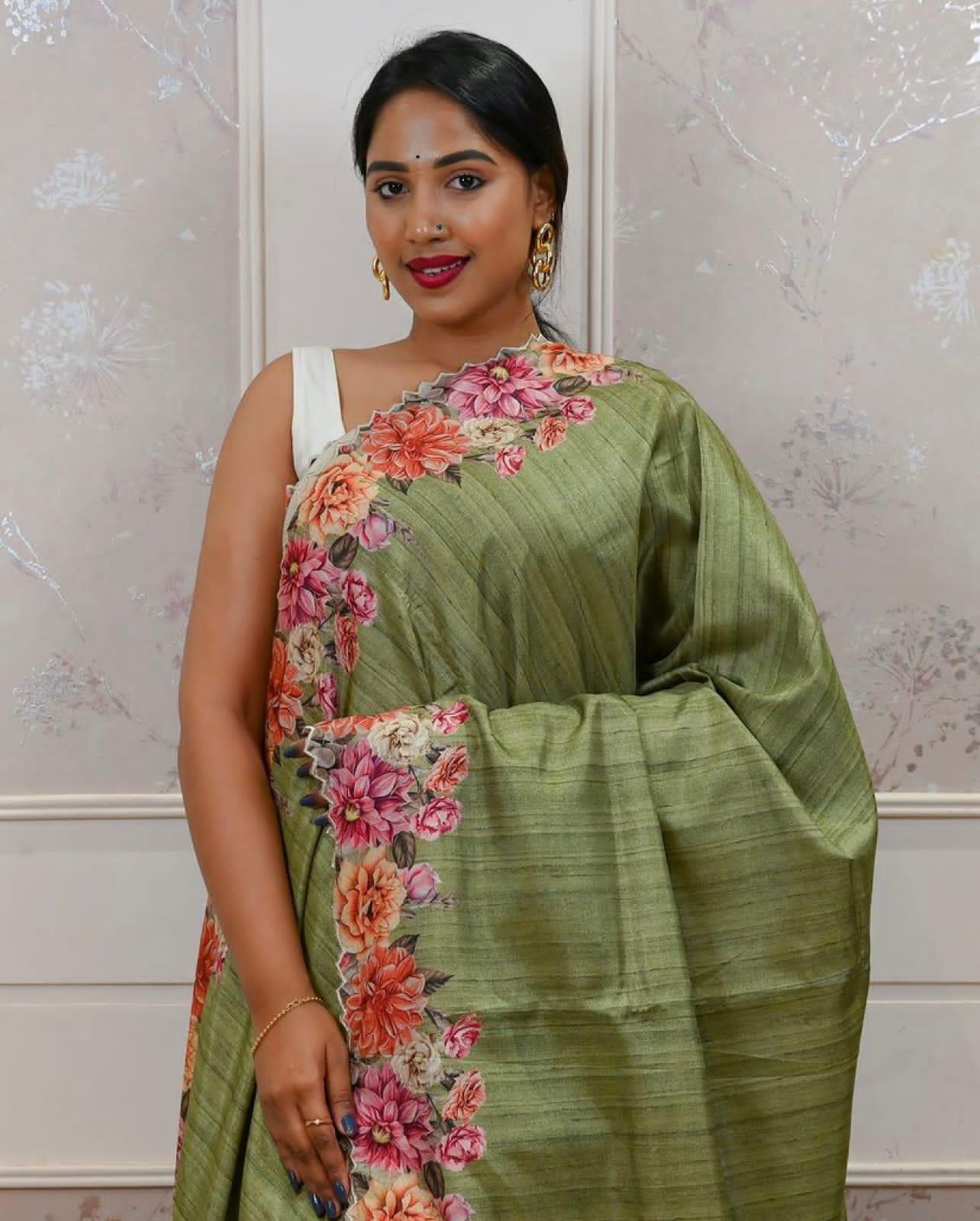 Beautiful Designer Summer Special Tussar Silk Saree