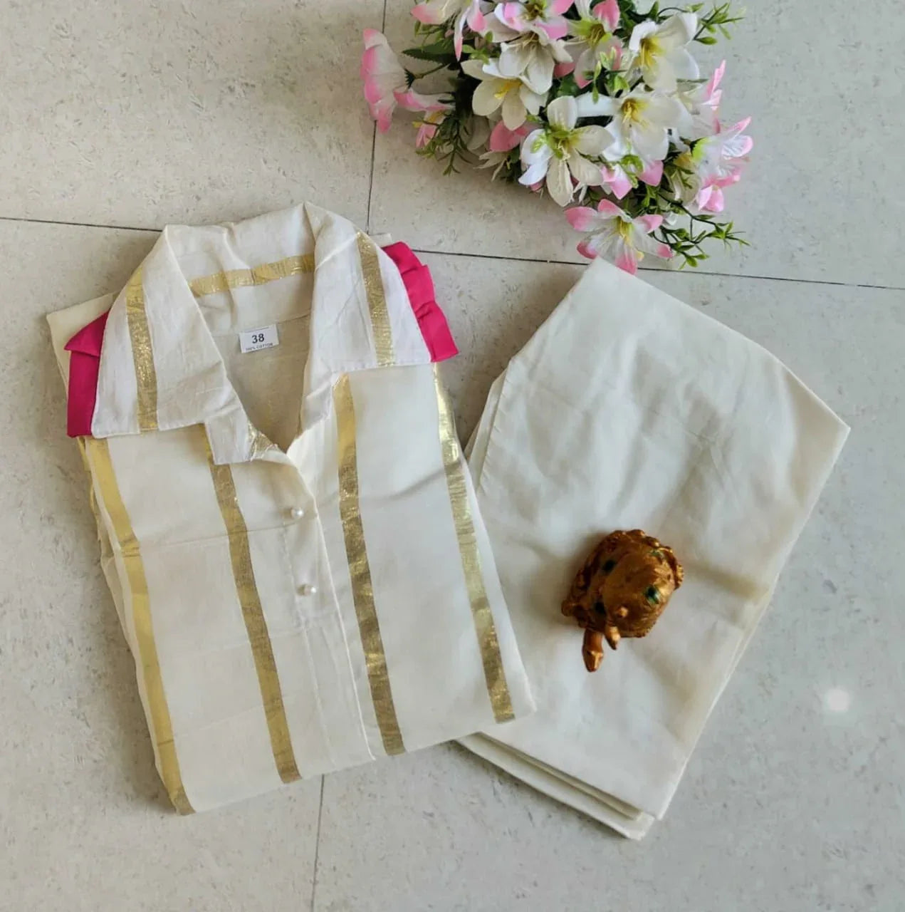 Beautiful Designer Summer Special Cotton Self Golden Salwer Suite